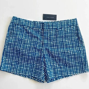 Tommy Hilfiger Chino Cotton Shorts Blue White Checker Print Size 10 NWT 5”